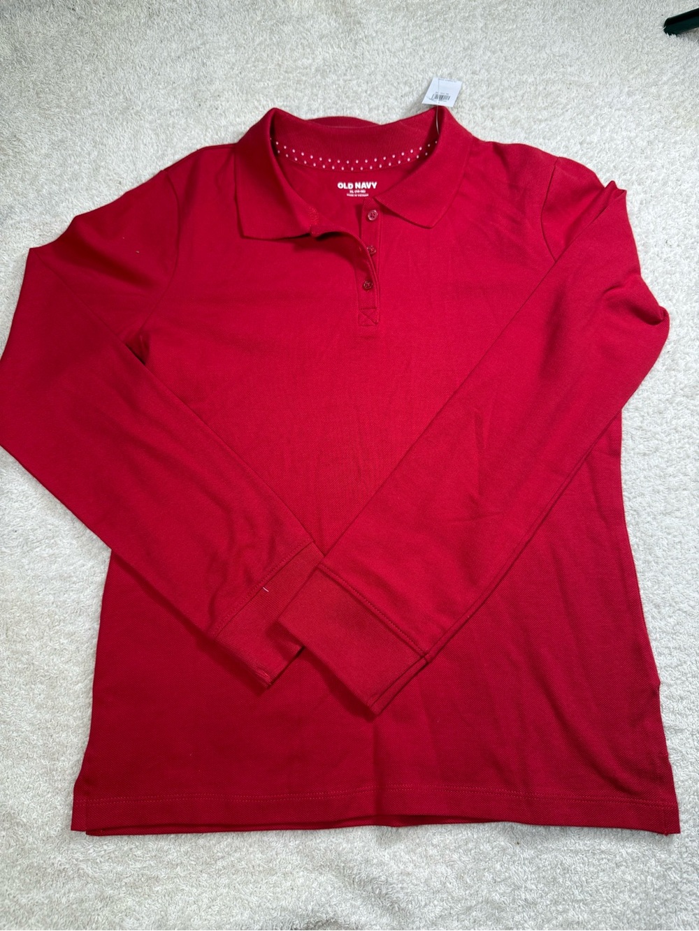Old Navy Girls XL 14-16 Red Long Sleeve School Uniform Polo Shirt NWT